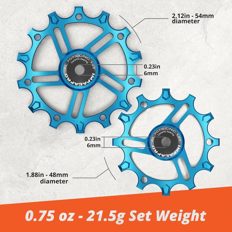 IMPALAPRO - Set of 2 Ceramic Jockey Wheels 12T-14T Aluminium 7075 CNC for 9 to 12 Speeds - Image 3